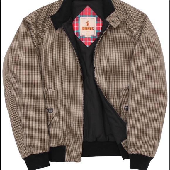 Brown Houndstooth Harrington Jacket 46 